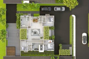 BED'S EYE VIEW OF THE OPEN ROOF OF a 3 bedroom house for sale in Accra Ghana - Regimanuel Satellite City