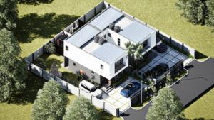 Houses for sale in Accra - Regimanuel Gray - a bird's eye view of 2 semi detached 3 bedroom storey houses