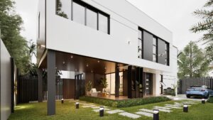 The large garden of this 4 bedroom house for sale in Adenta Accra at Regimanuel Satellite City.