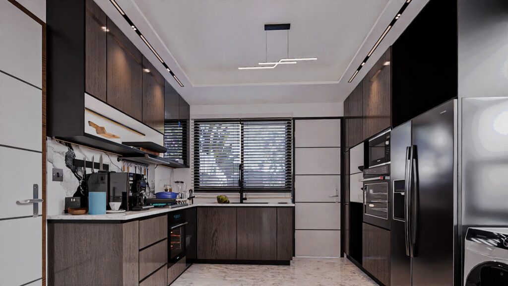 The luxury kitchen of a 4 bedroom house for sale at Regimanuel Satellite City Adenta in Accra